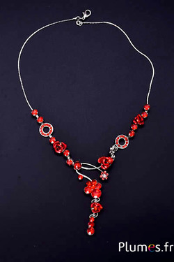 Collana con pendente - lung. 27 cm - rosso-argento